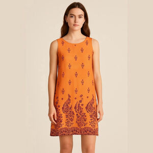 Magic Sleeveless Dress - Women's L - Orange Floral Print